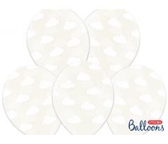Balóniky biele obláčiky, 30 cm, (50 ks)