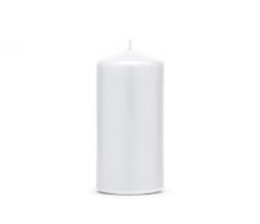 Sviečka valcová, matná, biela, 12 x 6 cm